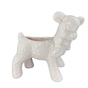 Vintage Haeger Pottery Light Pink Lamb Animal Planter Flower Pot Ceramic Decor